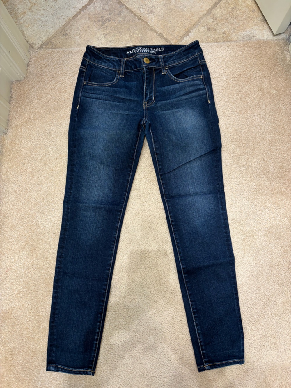 American Eagle Outfitters Dark Blue Cropped Skinny Jeans